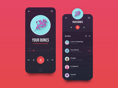 Music Player / Mobile App 🌚 Dark Mode app dark design interface interfaces mobile music neumorphism player red ui ux