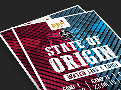 Bell Bird Hotel State of Origin Flyer design digital flyer flyer design graphic layout print state of origin