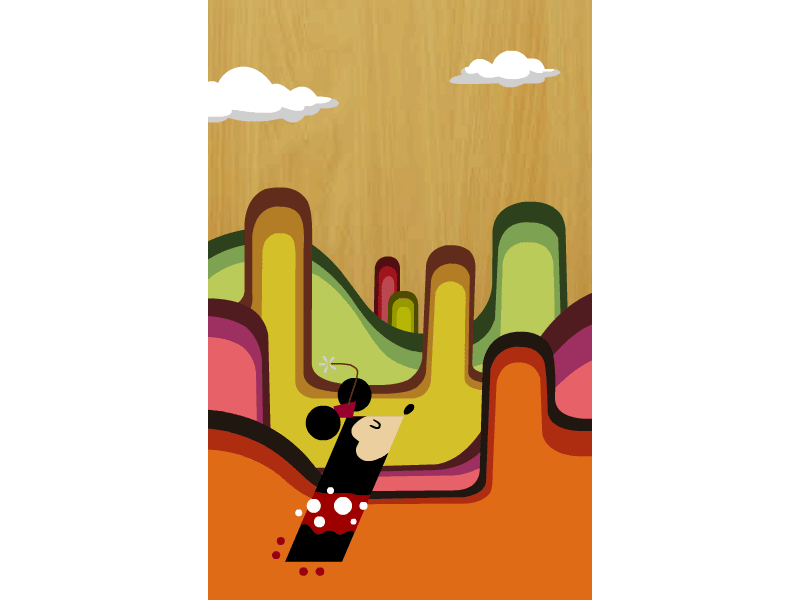 RollerMinnie 70s animation gif illustration minnie mouse rollerskate