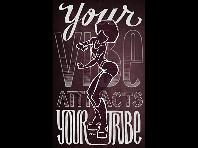 Vibe chalk figure graphic hand drawn typography