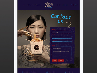 Contact Us blue branding contact food form navigation ui ux web