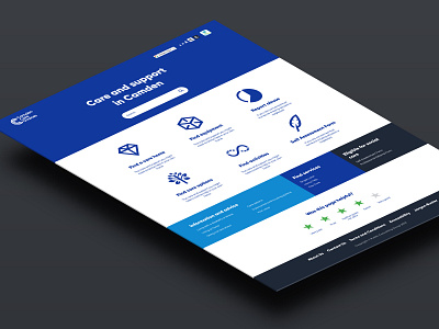 Camden Care Choices blue cards corporate figma icons information rating sections ui web