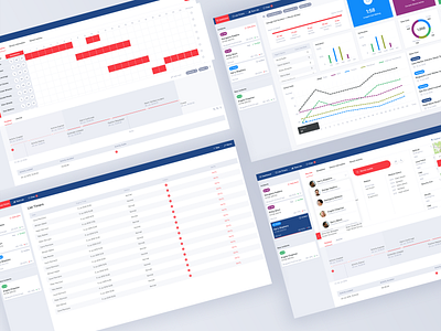 IMC web app admin panel cards charts dashboard design donut chart filter news planner red table timeline tooltip ui ux web