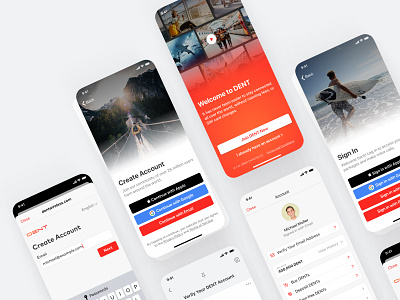 DENT 4.1 – Onboarding & Sign-In account app carrier create account design esim holiday international login mobil data onboarding product design profile sign-in sign-up travel traveller vacation