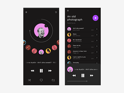 Music App : WIP circular daily 100 dailyui dark app dark ui design dial interaction mobile mobile app design music music app ui music player music player app musicapp ui ux