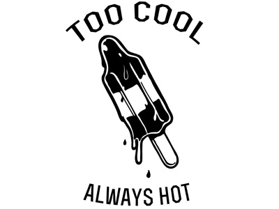 TOO COOL design illustration melting rocket lolly text