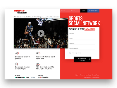 SportsWonks Website design icons landingpage sports sportsui ui visualdesign webinterface website website ui