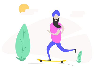 Style Singh Skateboarding bearded man doodle illustraion illustration art people skateboard skateboarding sketchapp style singh ui vector