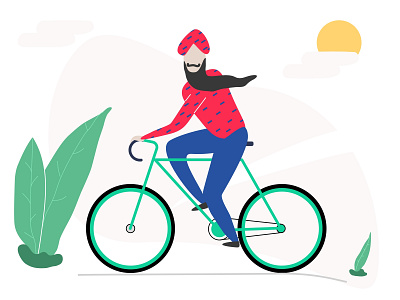 Style Singh Cycling bearded man cycling design doodle funk illustration sketchapp style ui vector