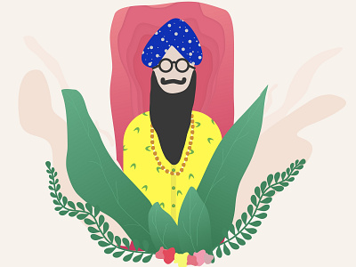 Style Singh Meditating adobecc app concept bearded man design doodle flatdesign flatillustration illustration illustrator meditation app pattern art patterns sketchapp turban ui vector