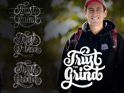 Trust The Grind Sketching hand lettering lettering logo podcast branding podcast logo script script logo