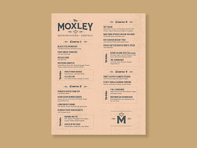 The Moxley Tasting Menu branding logo design menu design restaurant restaurant branding restaurant logo soul food southern food tapas