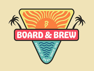 Board and Brew Merch Design badge design beach design lettering logo tee shirt tshirt west coast