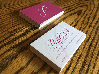 Pam Ecker Interiors business card lettering