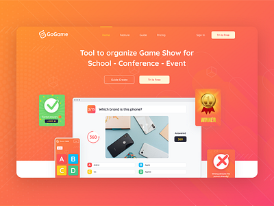 GoGame app clean conference create game dekstop design event figma game game online school ui ux web