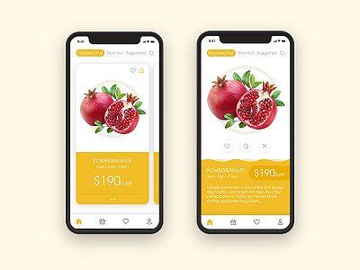Furits app app clean desire furits pomegranate ui ux youthful