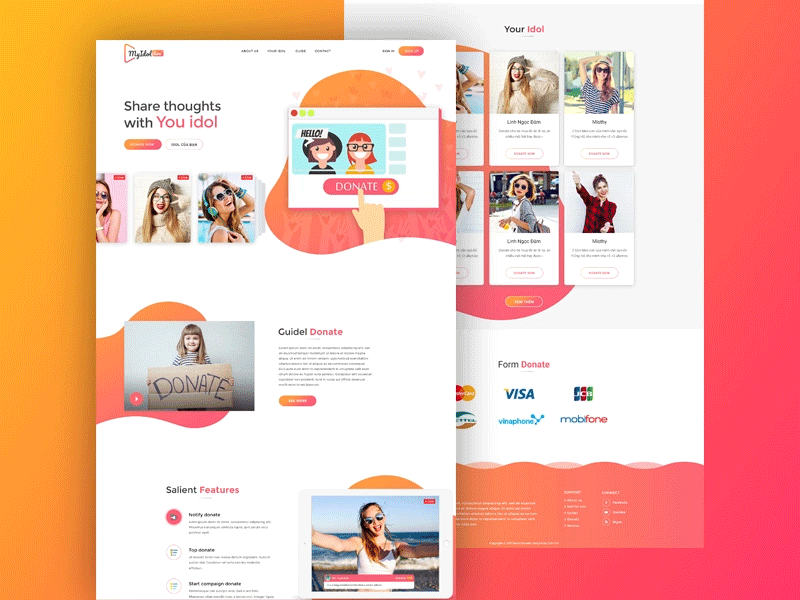 MyIdol design donate facebook gift girl idol live myidol play ui ux
