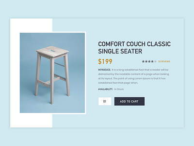 Single Product cart chair furniture introduce shop ui ux website