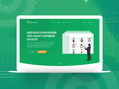 Redesign Cloudmero clean design illustration landing page meeting online online classes ui ux web