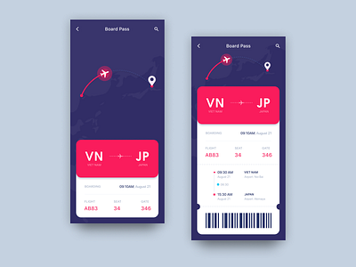 Boarding Pass airport app booking clean design map planes schedule ui ux