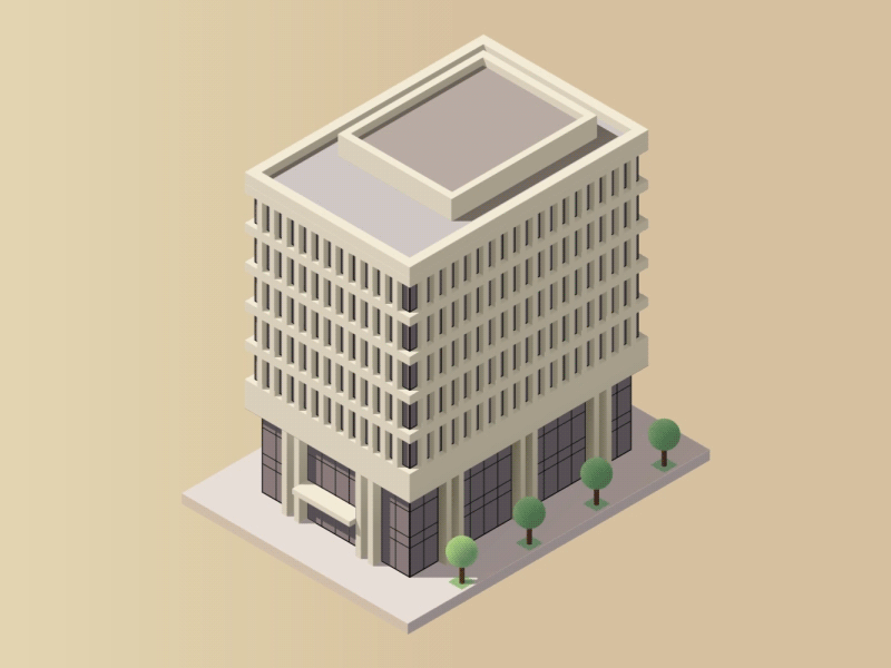 Isometric Building animation building business gif isometric motion respective tree