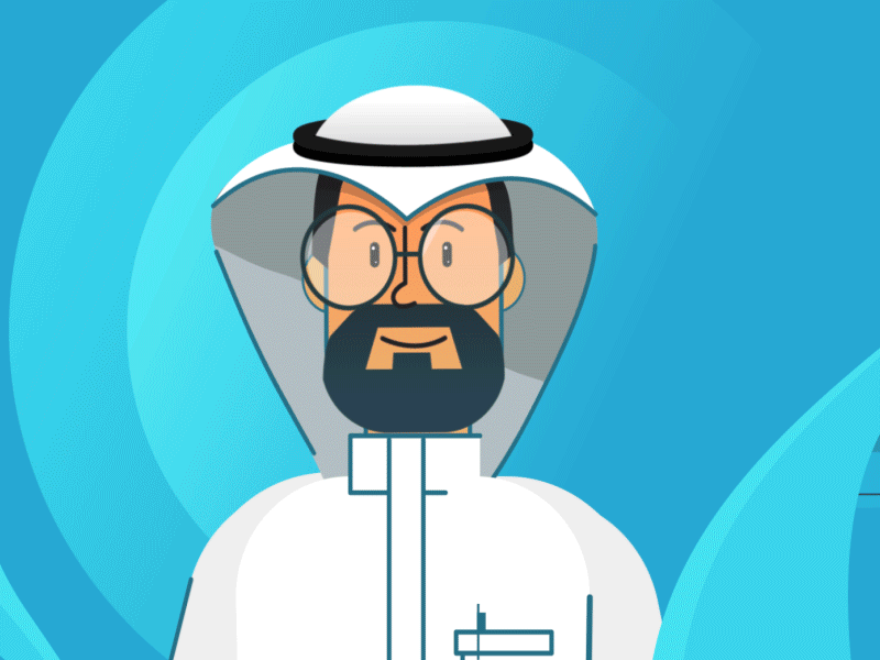 NTI - Project animation arab character banknote camera explainer video fire gif man money saudi arabia technology water
