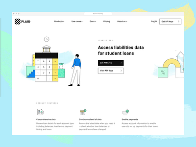 Liabilities Launch animation api art branding character clean design endpoint finance fintech icon illustration minimal responsive simple student loans visual design web design web development website