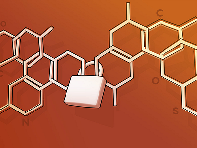 Molecular Chain chain chemistry hexagons illustration medicine molecule padlock