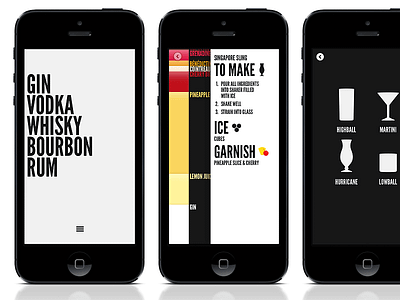 Clinq app booze cocktail color colour drink ios typography ui
