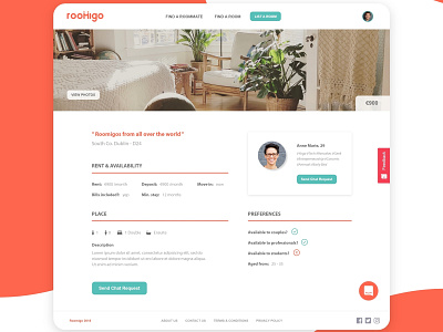 App UI Design and branding project for room-sharing startup