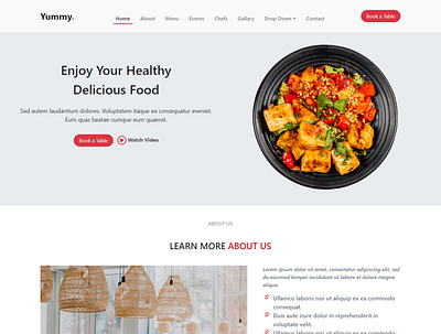 yummy food restaurant looks profrssional bootstrap frontend developer web design web designer website