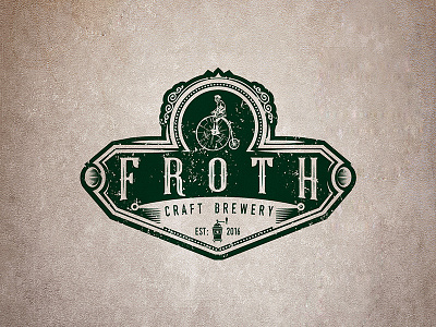 Distinctive logo for Froth Craft Brewery badge emblem logo retro store urban vintage