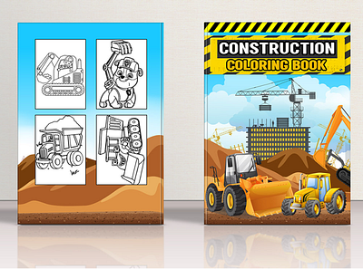 Construction coloring book for kid's branding design graphic design illustration vector