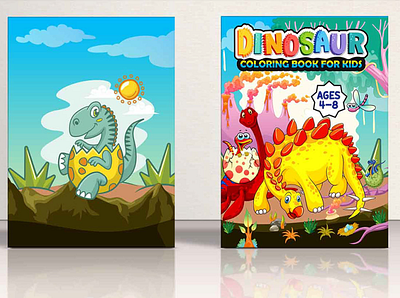 Dinosaur coloring book for kid's branding design graphic design illustration vector