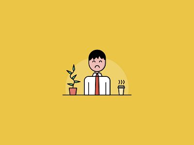 Unhappy Employee animation art block bold character clean coffee colour design flat illustration work