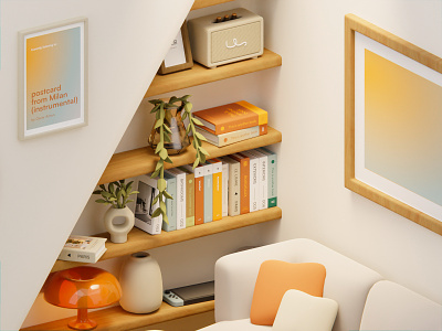3d isometric living room - details 3d design interior design