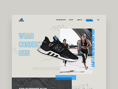 Connected Shoes - Landing Page Concept adidas branding concept connected shoes design landing running shoes sneakers ui ux web webdesign website