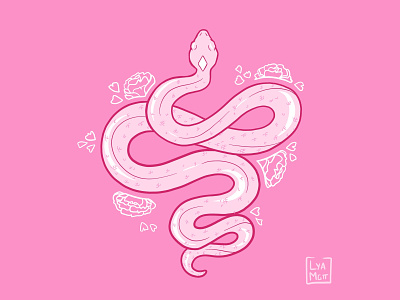 Snake & Roses color palette color palettes colorful flat illustration pastel pink procreate snake tattoo