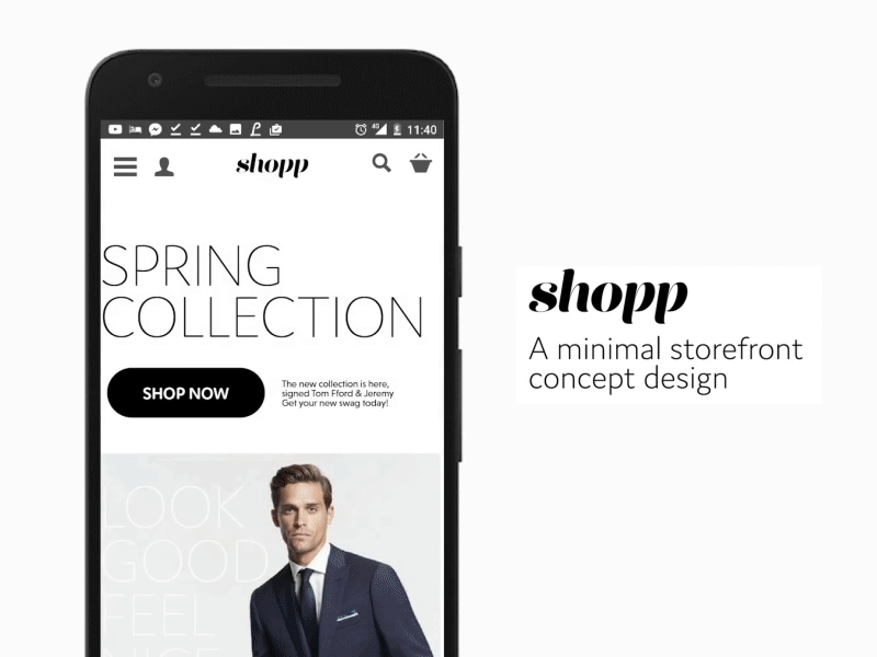 Shopp - minimal mobile storefront cool design innovative intuitive minimal mobile shop shopp simple simplistic ui ux