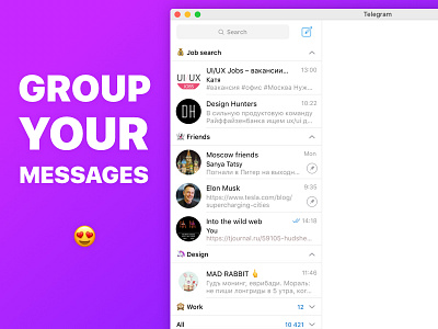 Grouping messages in Telegram app chat mac messages messenger os sketch telegram ui ux