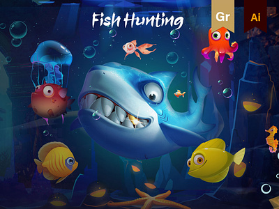 Fish Hunting Game animation concept art creative design graphic design illustration web design