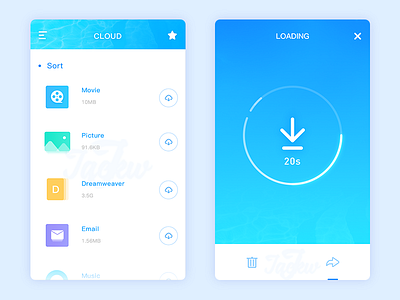 Cloud disk app design icon ui