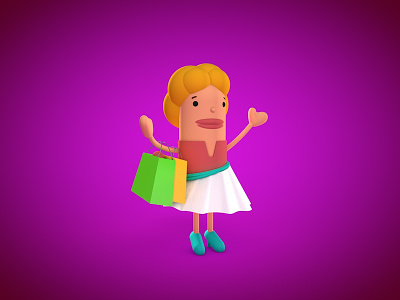 Avmo 3d cartoon character design cinema 4d game girl illustration shopping woman