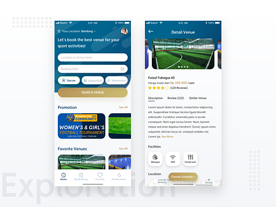 Sports Venue Booking apps design dribbble mobile shot ui uiux user experience user interface ux