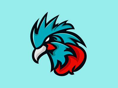 Blue Rooster Esport Mascot animal bird birds dota 2 gaming gaming channel logo esport mark mascot professional gaming