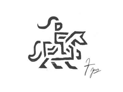 Horse Knight Monogram Logo Mark Rough Sketch