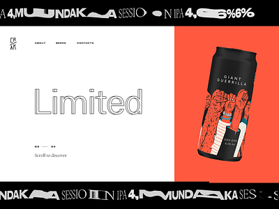 Crack Brewery website redesign slider typhography ui. ux website