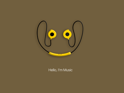 Earbud design: Hello, I'm Music advertisement earbud music product ui ux