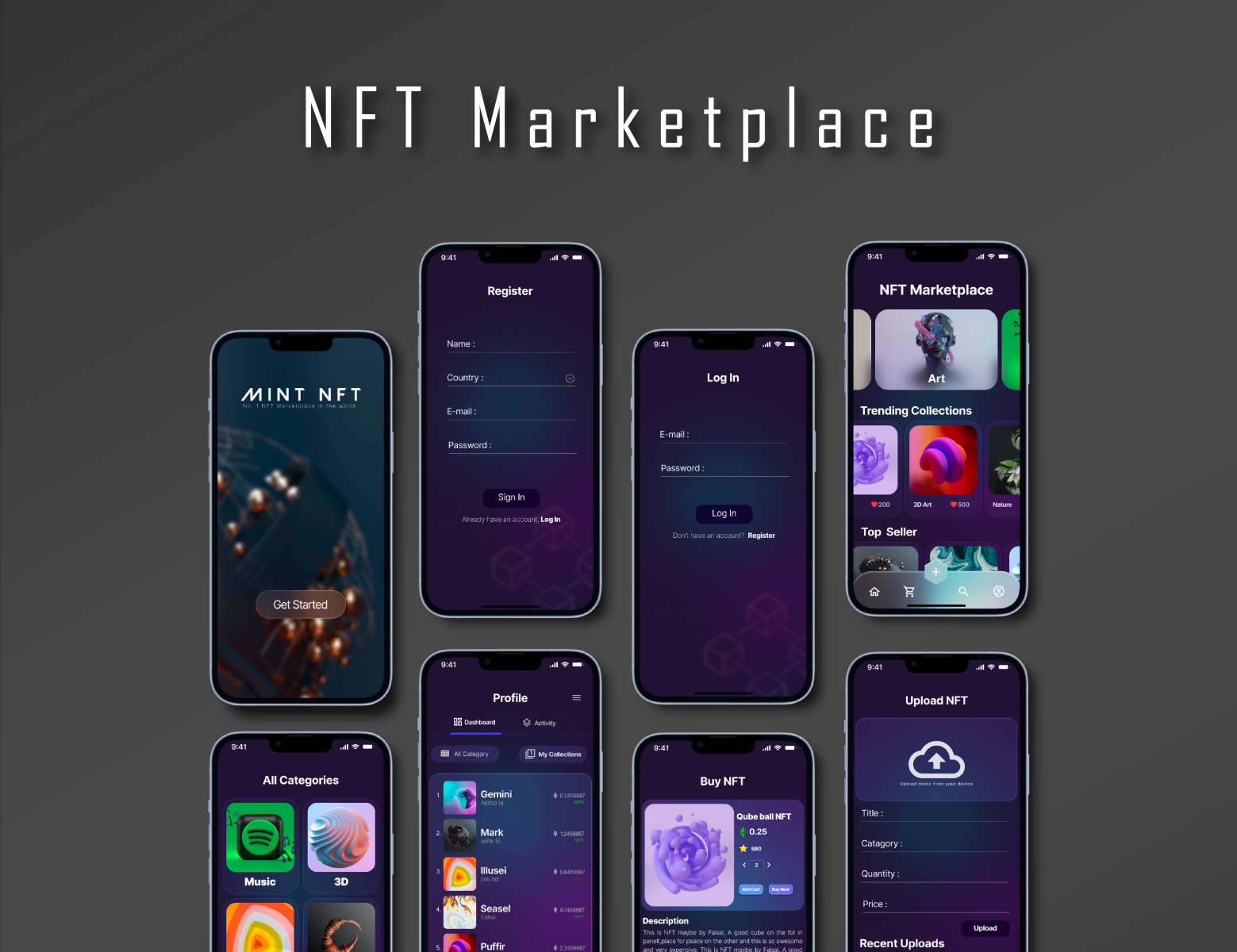 NFT Marketplace app design by FAISAL HOSSAIN on Dribbble