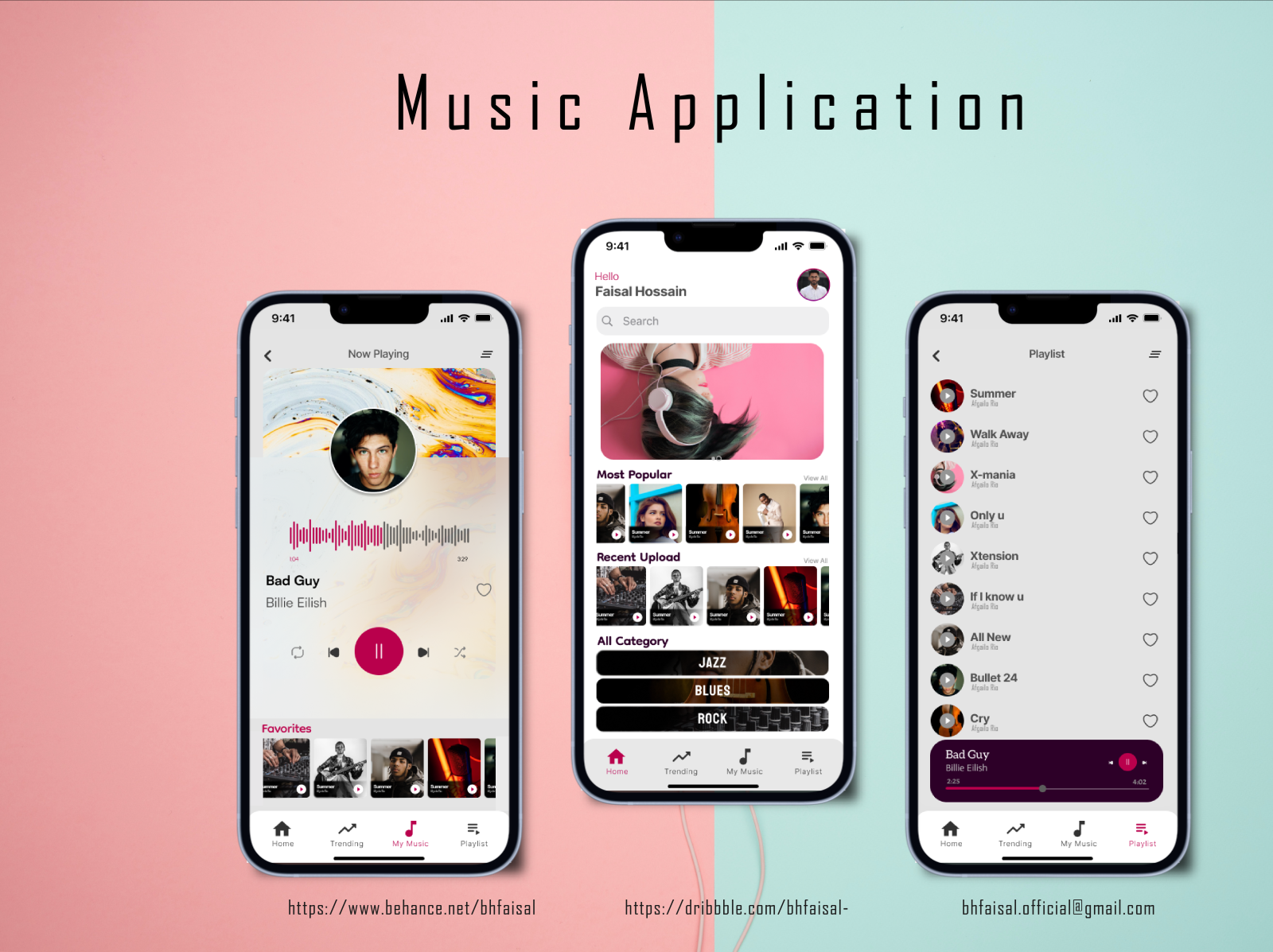 Music Mobile Application ui/ux by FAISAL HOSSAIN on Dribbble